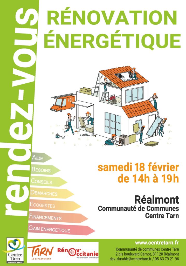 Rendez-vous de la rénovation énergétique à Réalmont samedi 18 Février de 14h à 19h