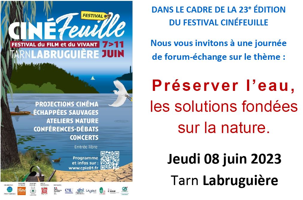Invitation : « Préserver l’eau, les solutions fondées sur la nature » le jeudi 8 juin 2023 à Labruguière