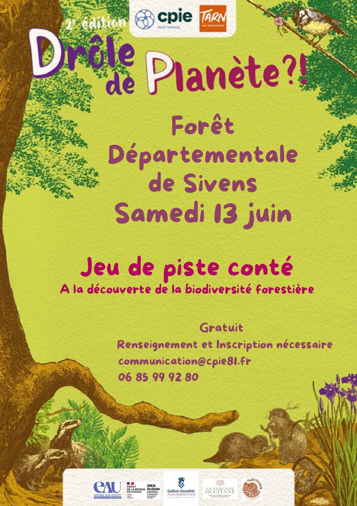 [Jeu de piste conté] à la découverte de la biodiversité forestière Forêt Départementale de Sivens Samedi 13 juin 2026