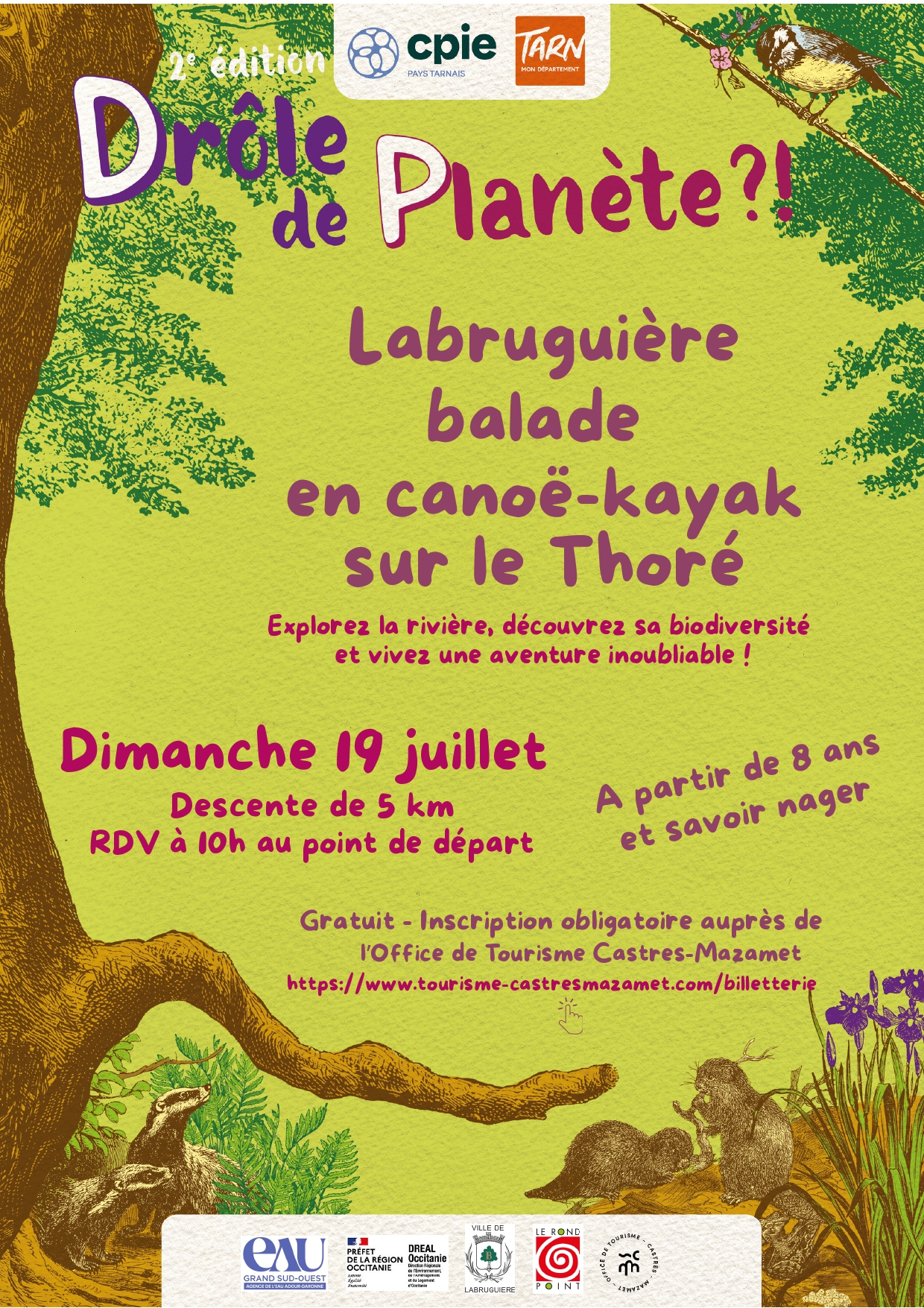 [Balade en canoë-kayak] à Labruguière sur le Thoré 5 km Dimanche 19 juillet 2026