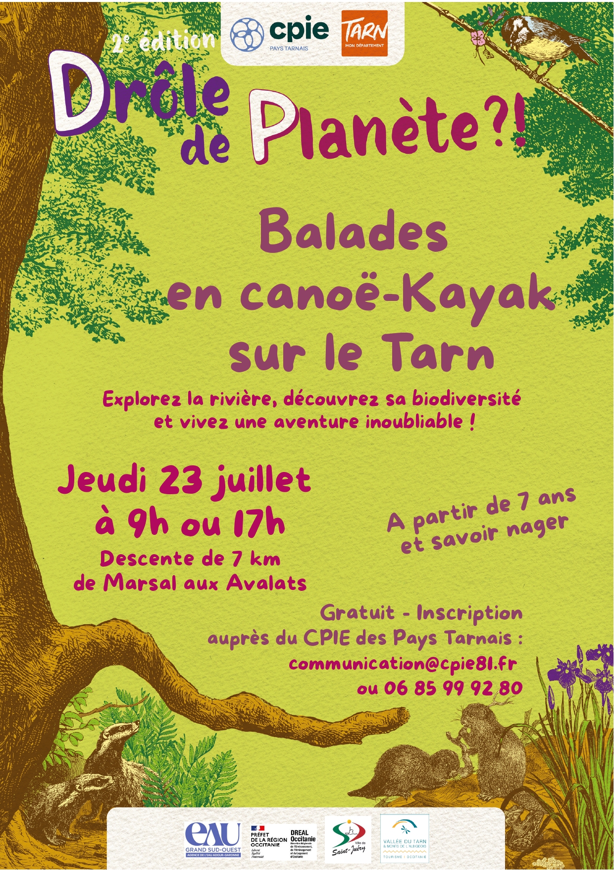 [Balades en canoë-kayak] 7km aux Avalats sur le Tarn Jeudi 23 juillet 2026